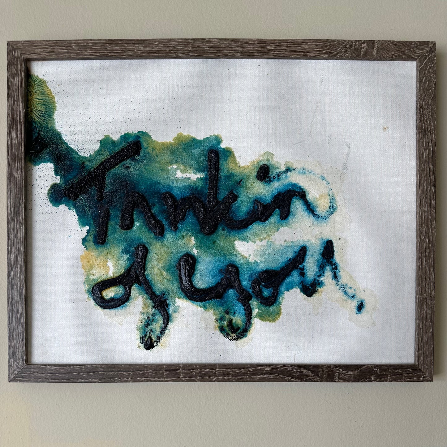 ‘Thinkin Of You’ burned painting